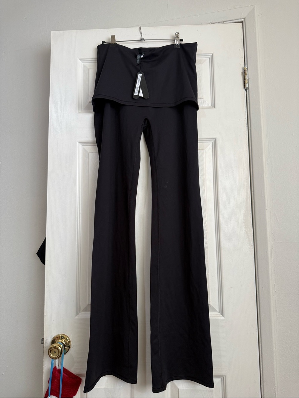 SKIMS Black Fold-Over Waist Flare Pants
